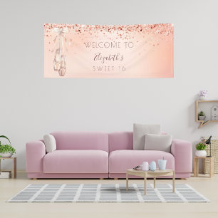 Sweet 16 Geburtstag Rose Gold Rosa Ballerina willk Banner