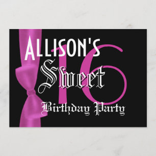 Sweet 16 Geburtstags-Imitate Fuchsia Pink Bow Einladung