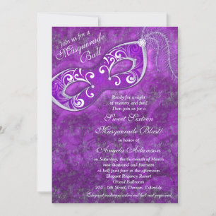 Sweet 16 Geburtstagseinladung Masquerade Lila 2 Einladung