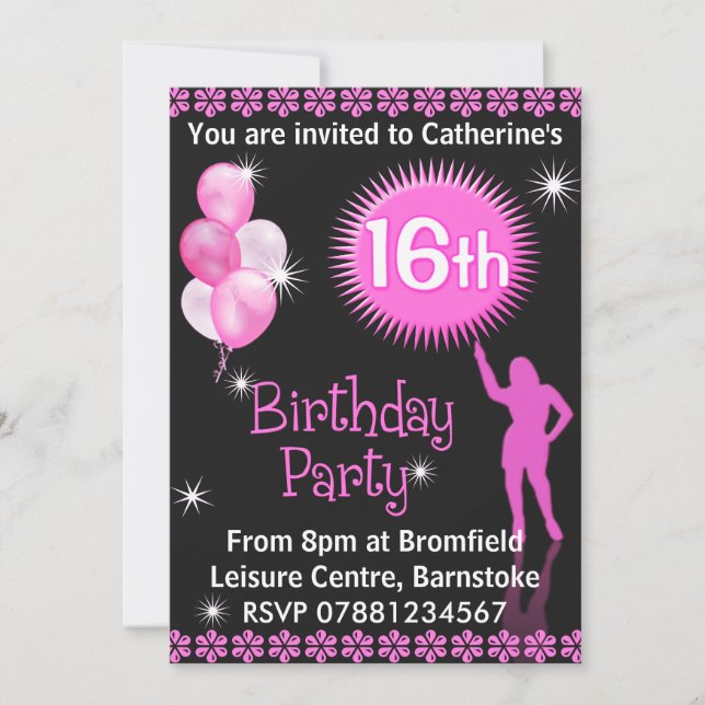 Sweet 16. Geburtstagsparty Einladung (Vorderseite)