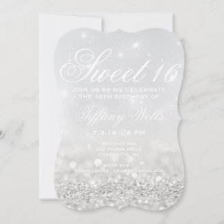 Sweet 16 Geburtstagsparty Einladung | Silver Glitt