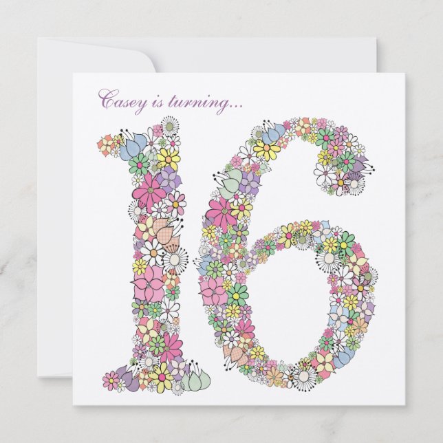 Sweet 16 Geburtstagsparty Frühlingsblühen Einladun Einladung (Vorderseite)