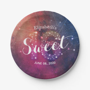 Sweet 16 Geburtstagsparty Galaxy Star Constellatio Pappteller