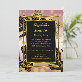 Sweet 16 Geburtstagsparty Gold Pink Floral Einladung