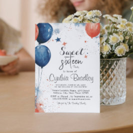 Sweet 16 Geburtstagsparty I Balloons White Einladung