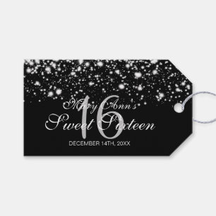 Sweet 16 Geburtstagsparty Mitternacht Glam Silver Geschenkanhänger