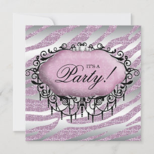 Sweet 16 Geburtstagsparty Niedlich Zebra Pink Einladung
