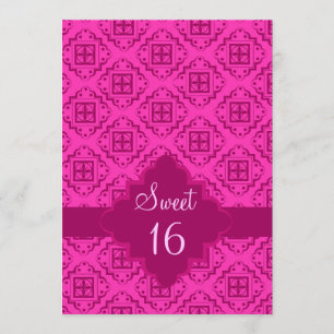 Sweet 16 Geburtstagsparty Pink Arabesque Grafik Einladung