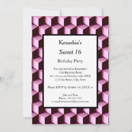 Sweet 16 Geburtstagsparty Pink Einladung