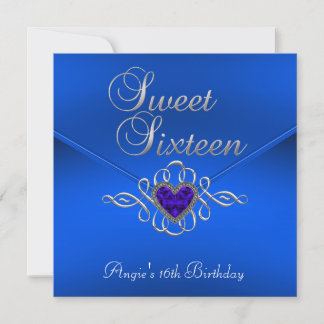 Sweet 16 Geburtstagsparty Royal Blue Gem Velvet Einladung