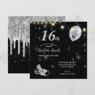 Sweet 16. Geburtstagsparty Stiletto's Balloons Inv Einladung