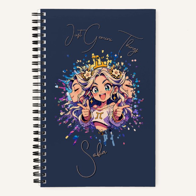 Sweet 16 Gemini Custom Name Notebook Notizbuch (Vorderseite)