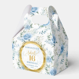 Sweet 16 Gevor Box Dusty Blue Floral Gold Glitzern Geschenkschachtel