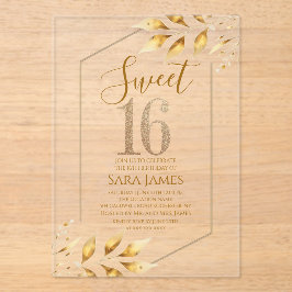 Sweet 16 Gilded Geometric Acrylic Invitation Acryleinladungen