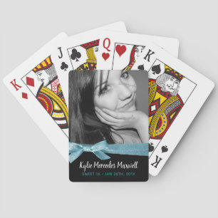 Sweet 16. Girly Aqua Ribbon Geburtstag Keepake Bic Spielkarten