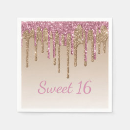 Sweet 16 Glam Script Ombré Sparkle Serviette