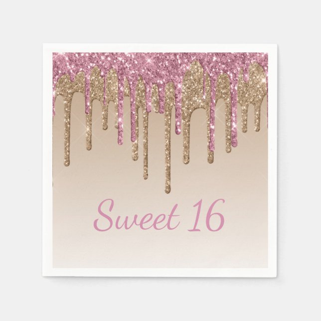 Sweet 16 Glam Script Ombré Sparkle Serviette (Vorderseite)