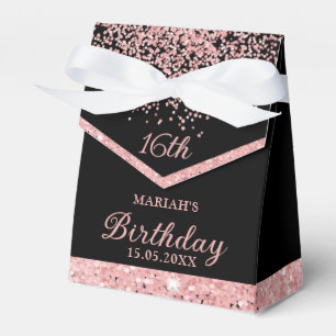 Sweet 16 Glitzer Chic Rose Gold Black Party Geschenkschachtel
