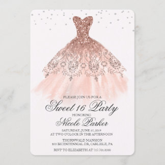 Sweet 16 Glitzer Kleid Diamond Einladung