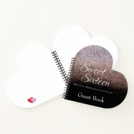 Sweet 16 Glitzer Ombre Guest Heart Notizbuch