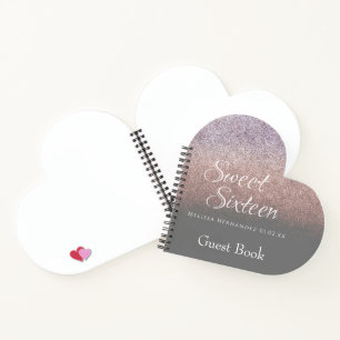 Sweet 16 Glitzer Ombre Guest Heart Notizbuch