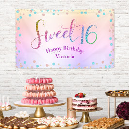 Sweet 16 Glitzer Rainbow Ombre Confetti Geburtstag Banner