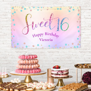 Sweet 16 Glitzer Rainbow Ombre Confetti Geburtstag Banner