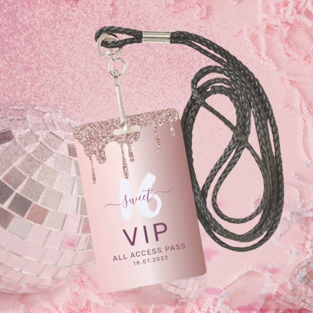 Sweet 16 Glitzer Rose Gold Geburtstag Einladung Ausweis (Von Creator hochgeladen)