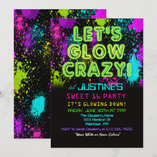Sweet 16 Glow Party Einladung zum Geburtstag