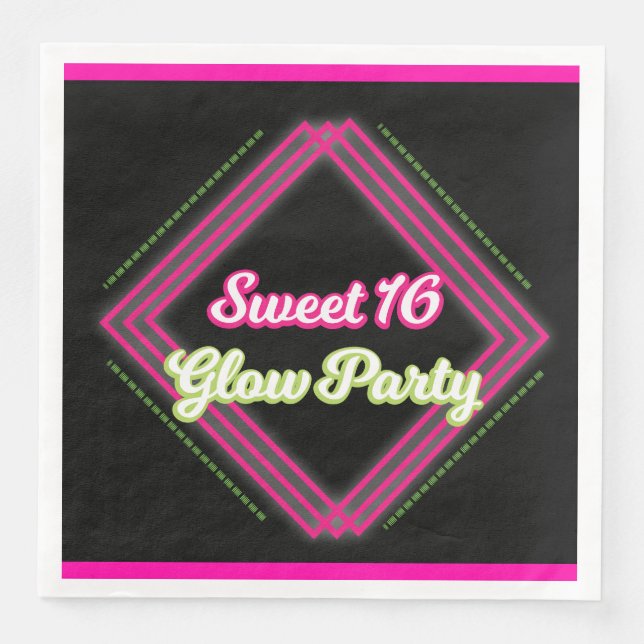 Sweet 16 Glow Party Serviette (Vorderseite)