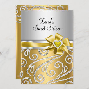 Sweet 16 Gold Bow & Sparkle Diamond Ankündigung
