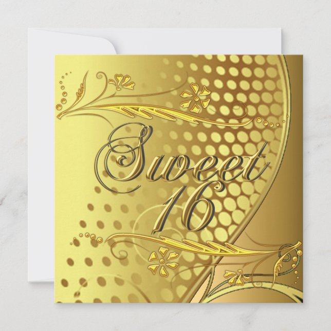 Sweet 16 Gold Elegante Einladung (Vorderseite)