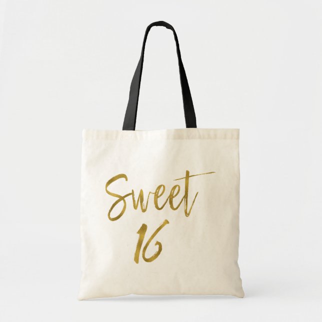Sweet 16 Gold Foil Birthday Tote Bag Tragetasche (Vorne)