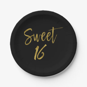 Sweet 16 Gold Foil Geburtstag Pappteller