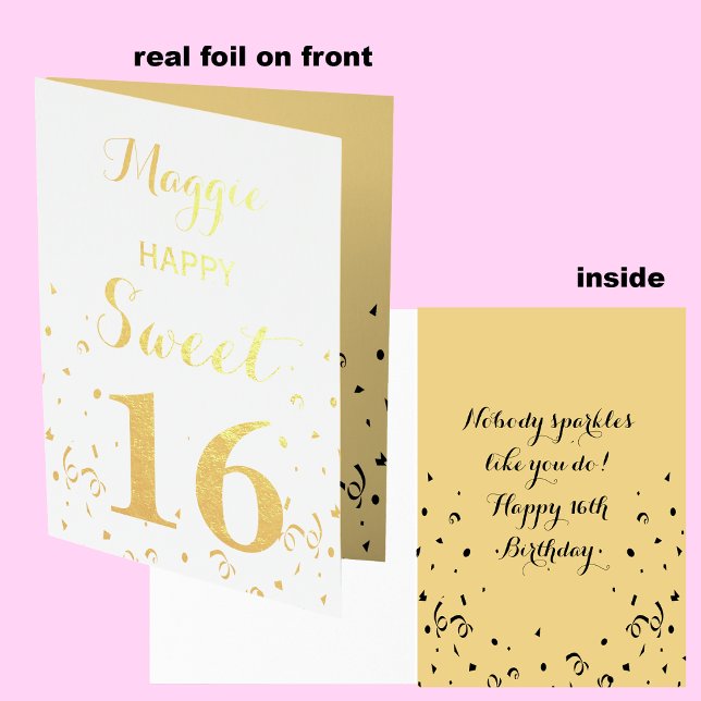 Sweet 16 Gold Foil Geburtstagskarte Folienkarte (Von Creator hochgeladen)