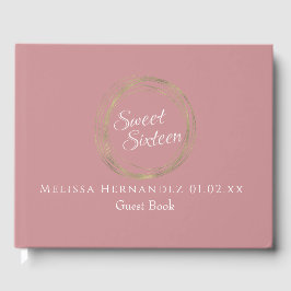 Sweet 16 Gold Foil Luxury Circular Birthday Blush Gästebuch