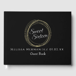 Sweet 16 Gold Foil Luxury Circular Birthday Party Gästebuch