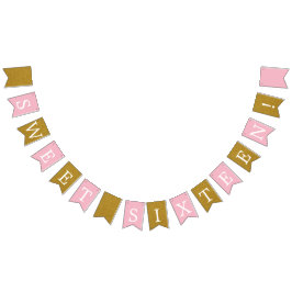 Sweet 16 Gold und Pink Geburtstagsbanner Wimpelkette