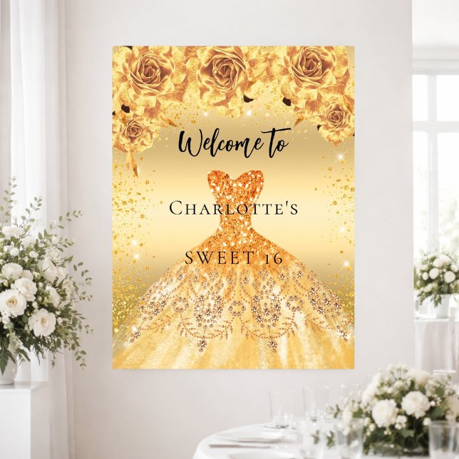 Sweet 16 Goldkleid Rose Party willkommen Poster (Von Creator hochgeladen)