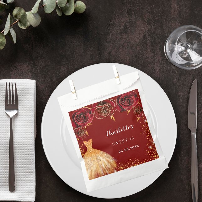 Sweet 16 Goldkleidung Blume Geschenktütchen (Von Creator hochgeladen)