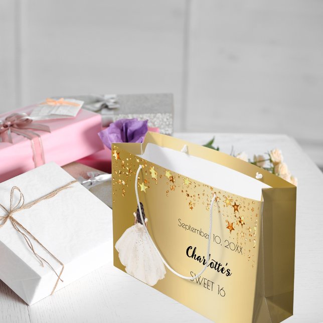 Sweet 16 Goldstars Elfenbeinkleid Große Geschenktüte (Von Creator hochgeladen)