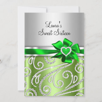 Sweet 16 Green Bow & Sparkle Diamond Ankündigung