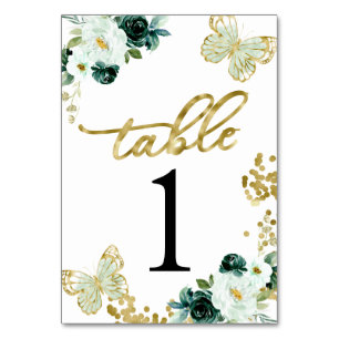 Sweet 16 Grüne Blütenschmetterlinge Tischnummer