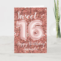 Sweet 16 Happy Birthday Custom Rose Gold
