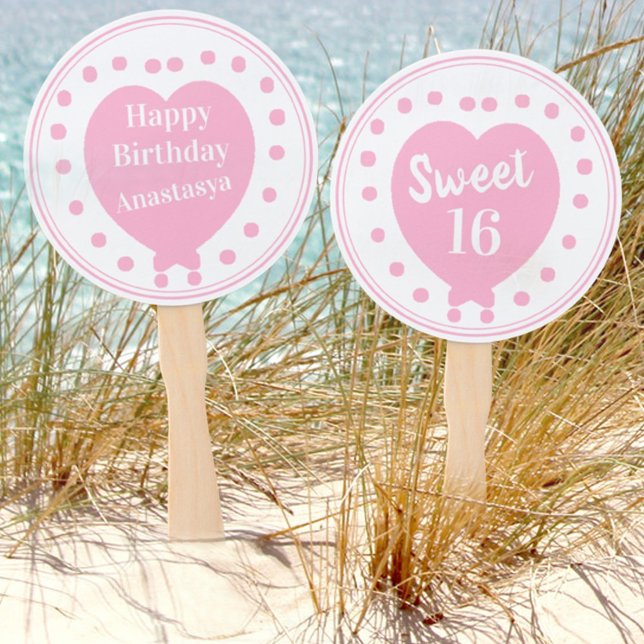 Sweet 16 Happy Birthday Pink Heart Individuelle Na Fächer (Von Creator hochgeladen)