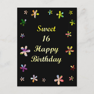 Sweet 16 Happy Birthday Postkarte
