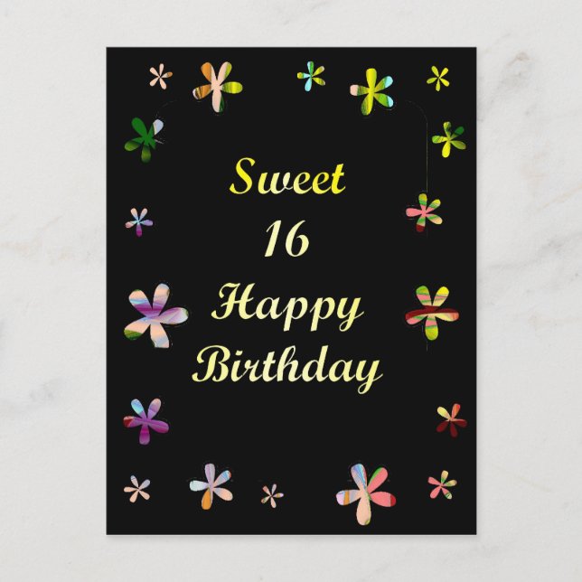 Sweet 16 Happy Birthday Postkarte (Vorderseite)