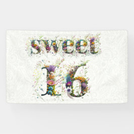 Sweet 16 Happy Birthday Wildblumen Text Banner