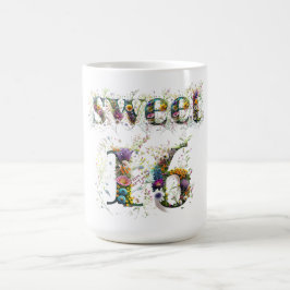 Sweet 16 Happy Birthday Wildblumen Text Kaffeetasse