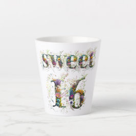 Sweet 16 Happy Birthday Wildblumen Text Milchtasse